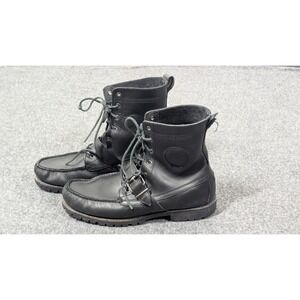 Vintage Polo Ralph Lauren Boots Mens 10 D Black Leather Ranger Urban Street Boss